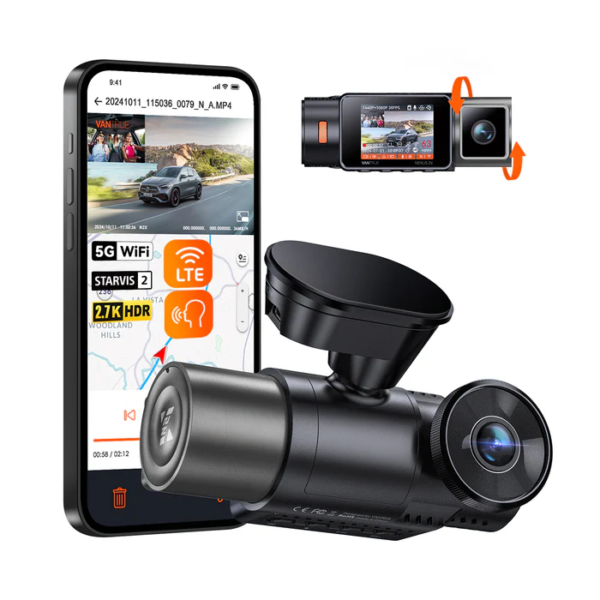 Dashcam Voiture Avant Intérieur 2,7k + 1080P